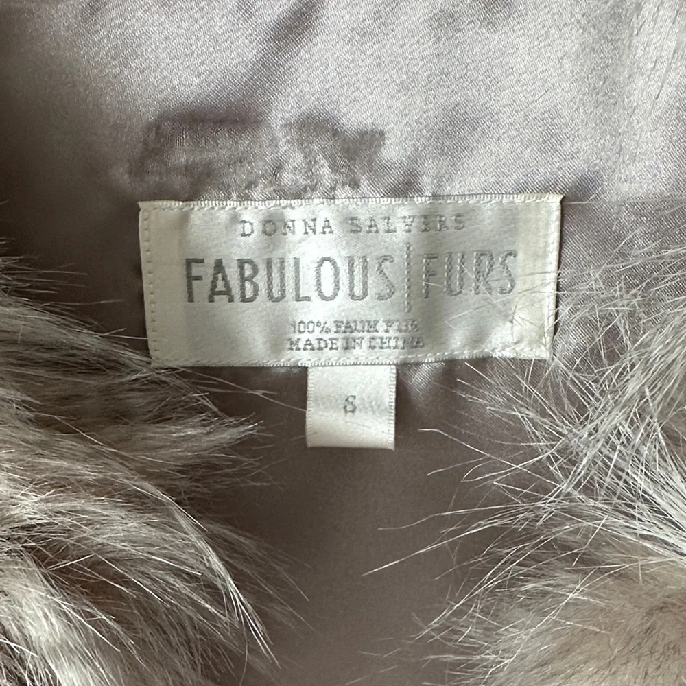 Fabulous Furs Cropped Faux Fur Vest - Silver/Beige - Picture 3 of 5